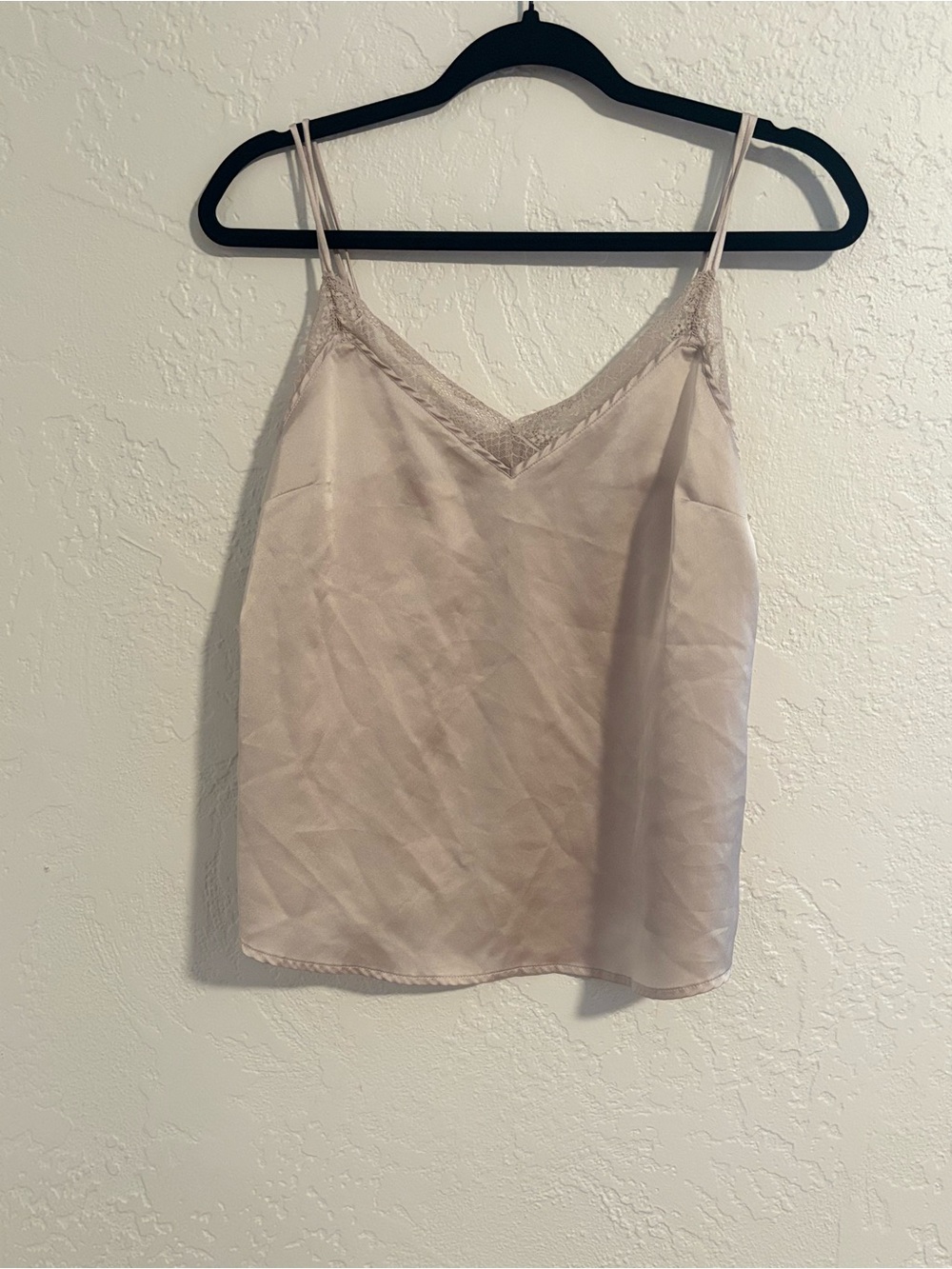 Abercrombie & Fitch Cream Lace-Trim Satin Cami